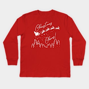 Christmas Cheers-White Christmas Scene Kids Long Sleeve T-Shirt